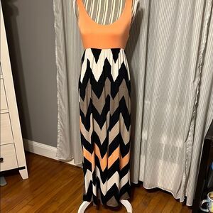 Auditions Chevron Maxi Dress in Orange and Black